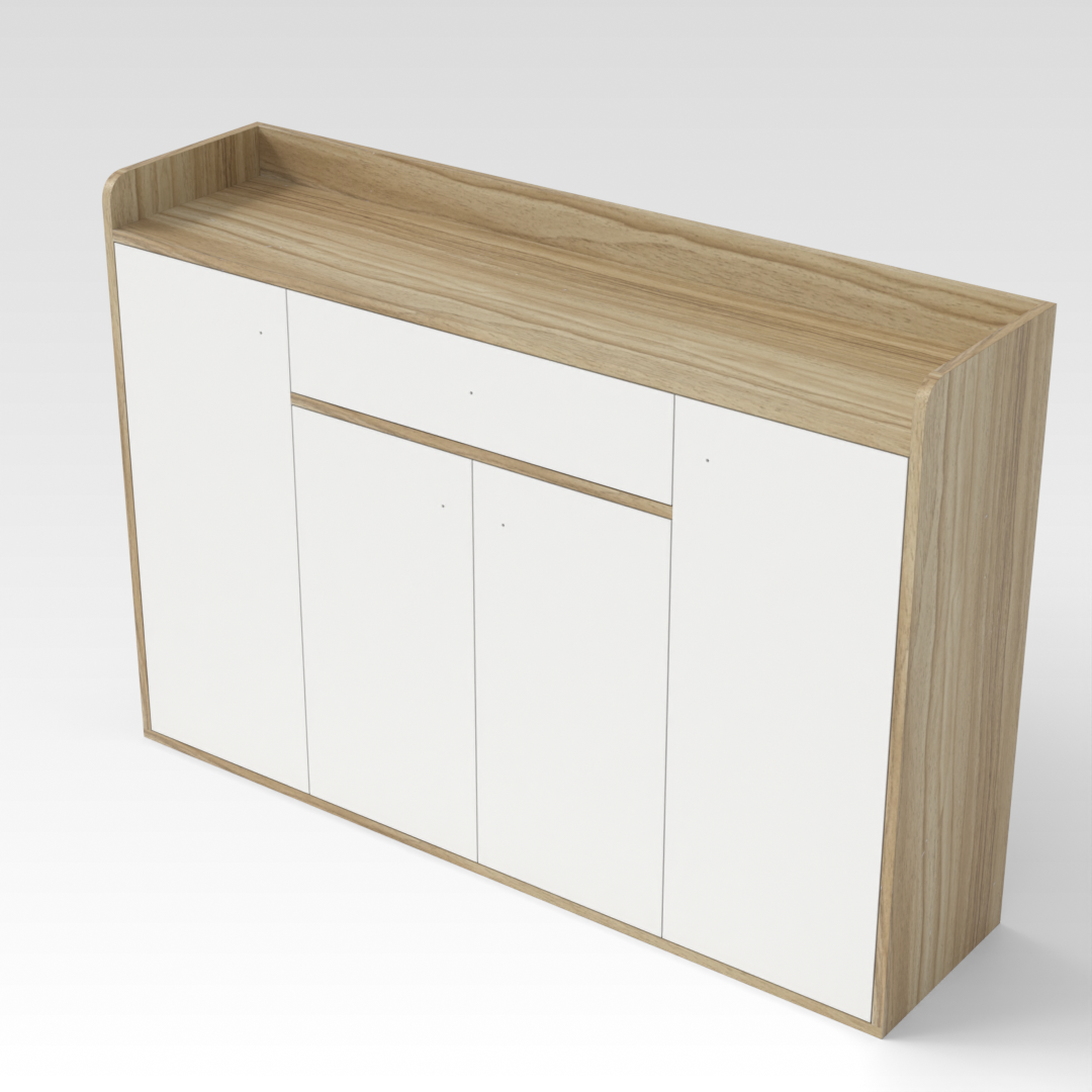 Country Oak & Warm White Shoe Cabinet