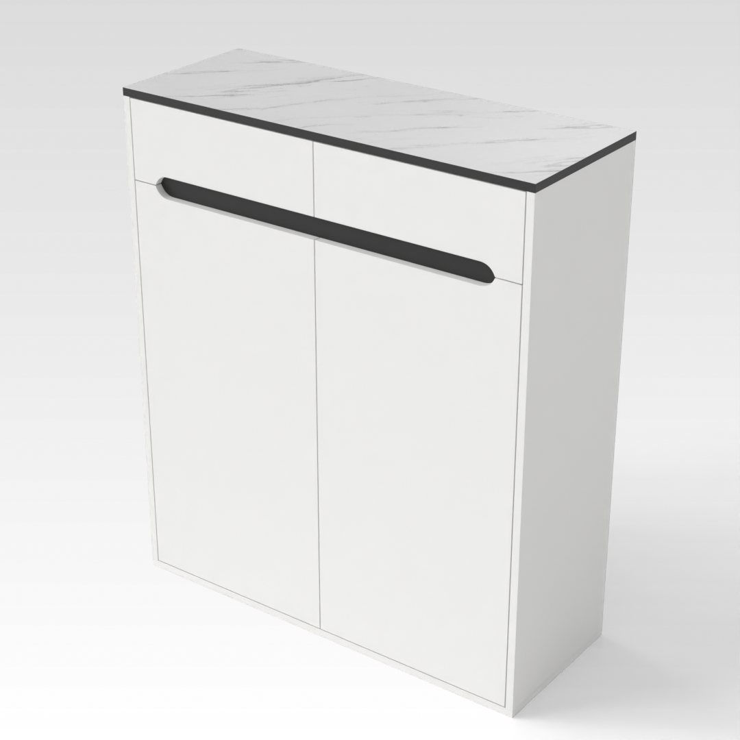 Warm White & Black Shoe Cabinet