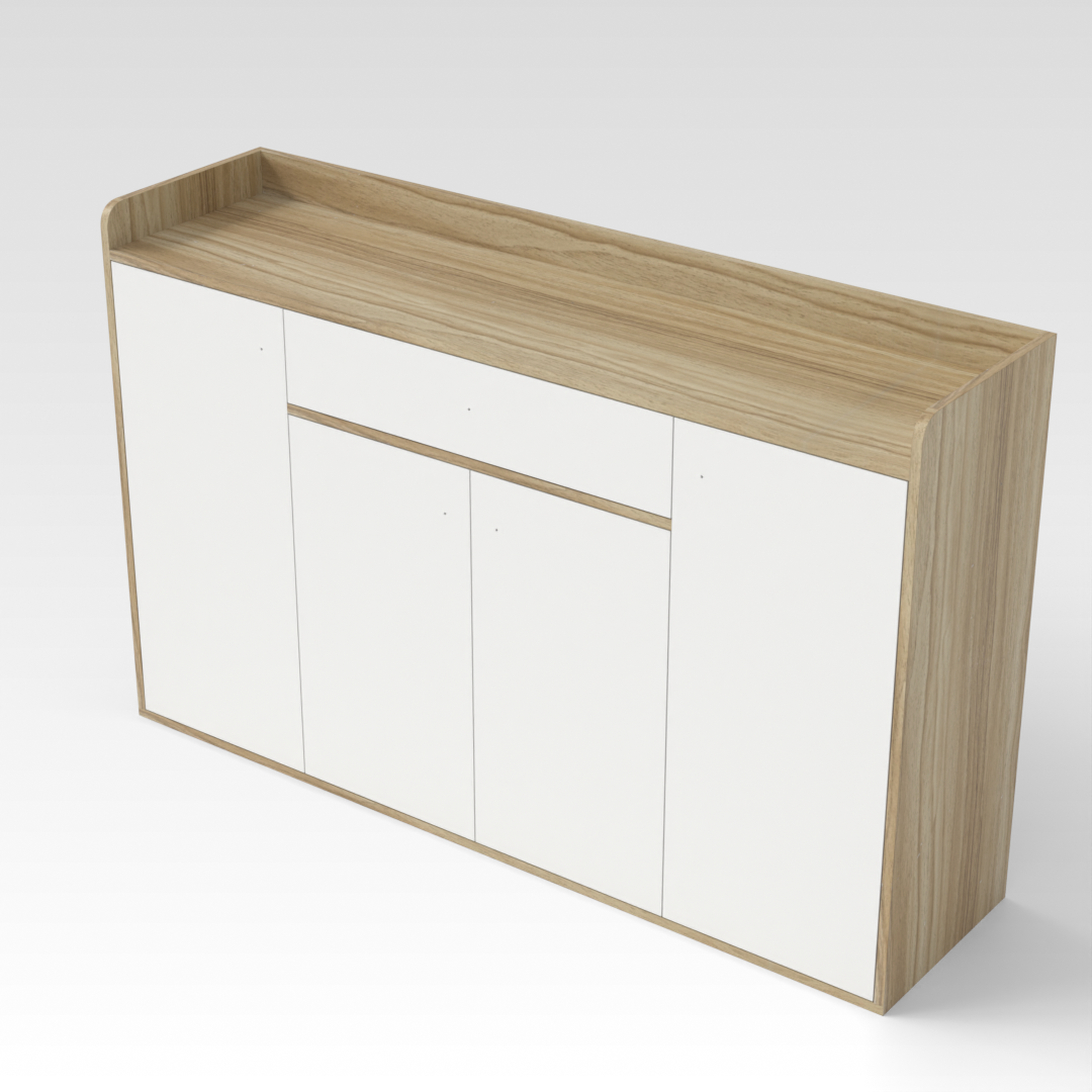Country Oak & Warm White Shoe Cabinet
