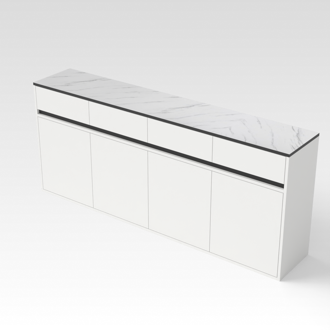 Warm White & White Marble Top Shoe Cabinet