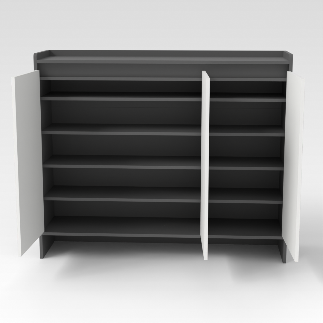Sky Gray & Warm White Shoe Cabinet