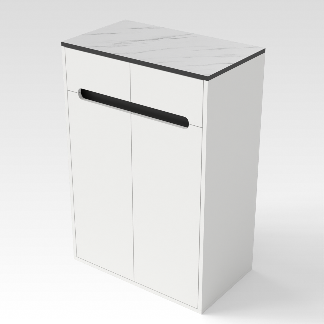 Warm White & White Marble Top Shoe Cabinet
