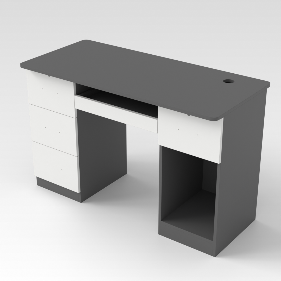 Sky Gray & Warm White Computer Desk