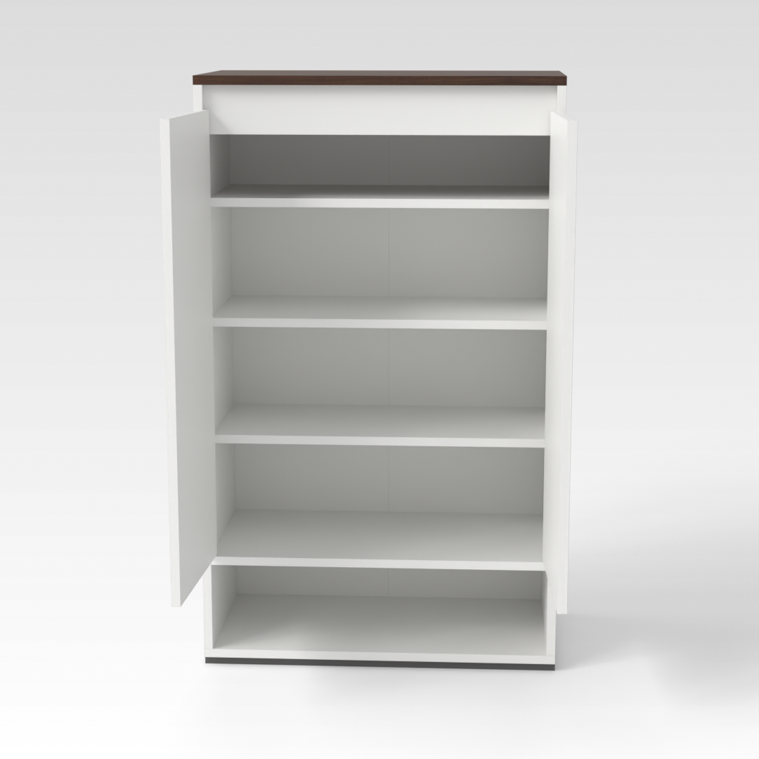Warm White Body & Sky Gray Base Shoe Cabinet