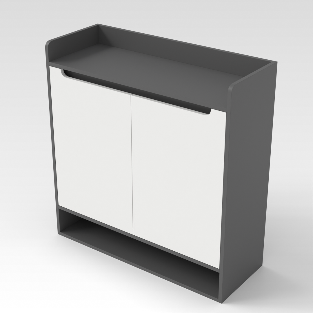 Sky Gray & Warm White Shoe Cabinet