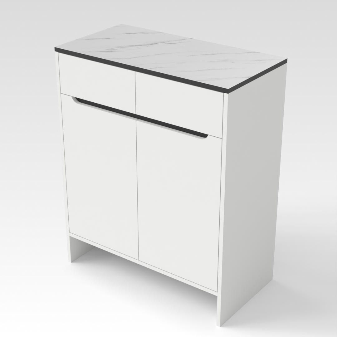 Warm White & Black Shoe Cabinet
