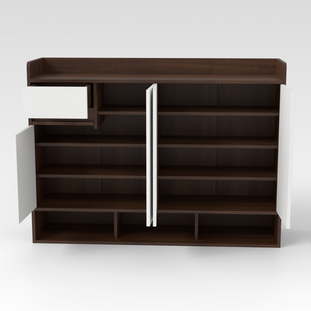 Prairie Oak & Warm White Shoe Cabinet