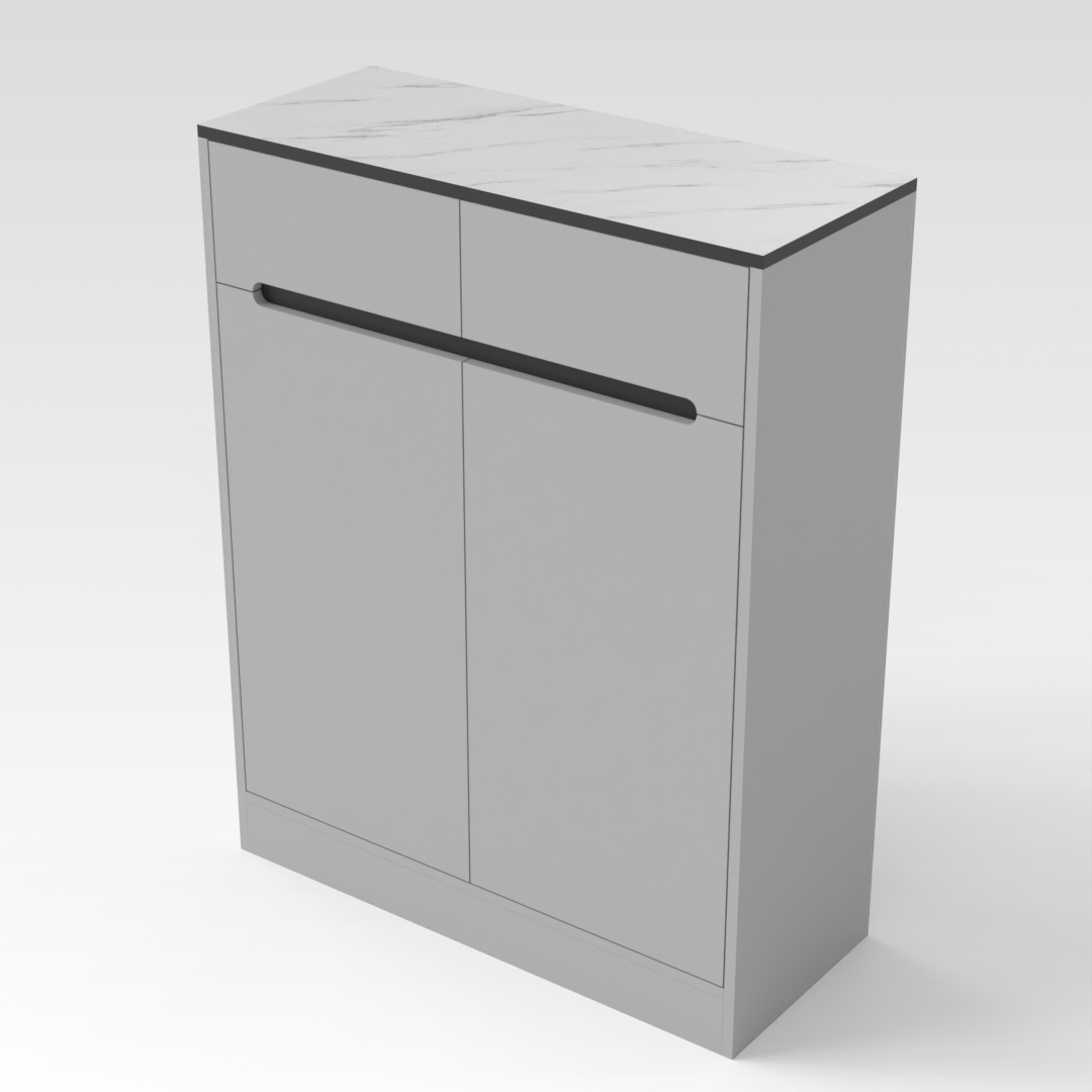 Light Gray & Black Shoe Cabinet
