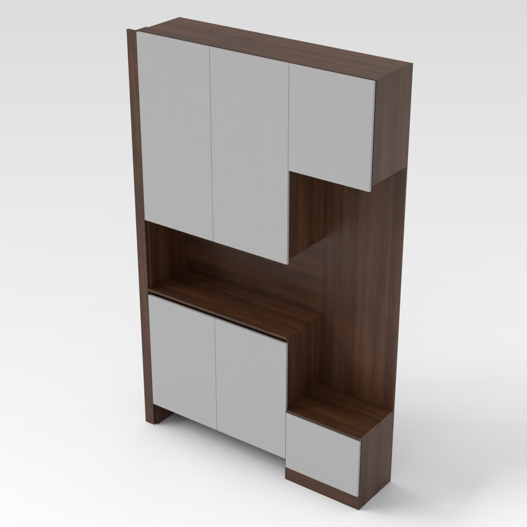 Prairie Oak & Light Gray Shoe Cabinet