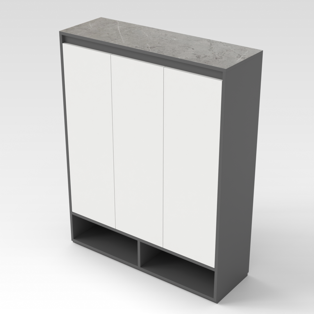 Sky Gray & Warm White Shoe Cabinet