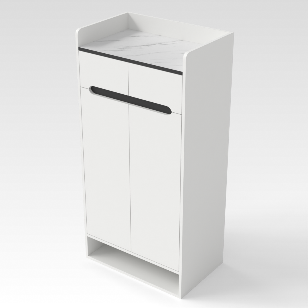 Warm White & Black Shoe Cabinet