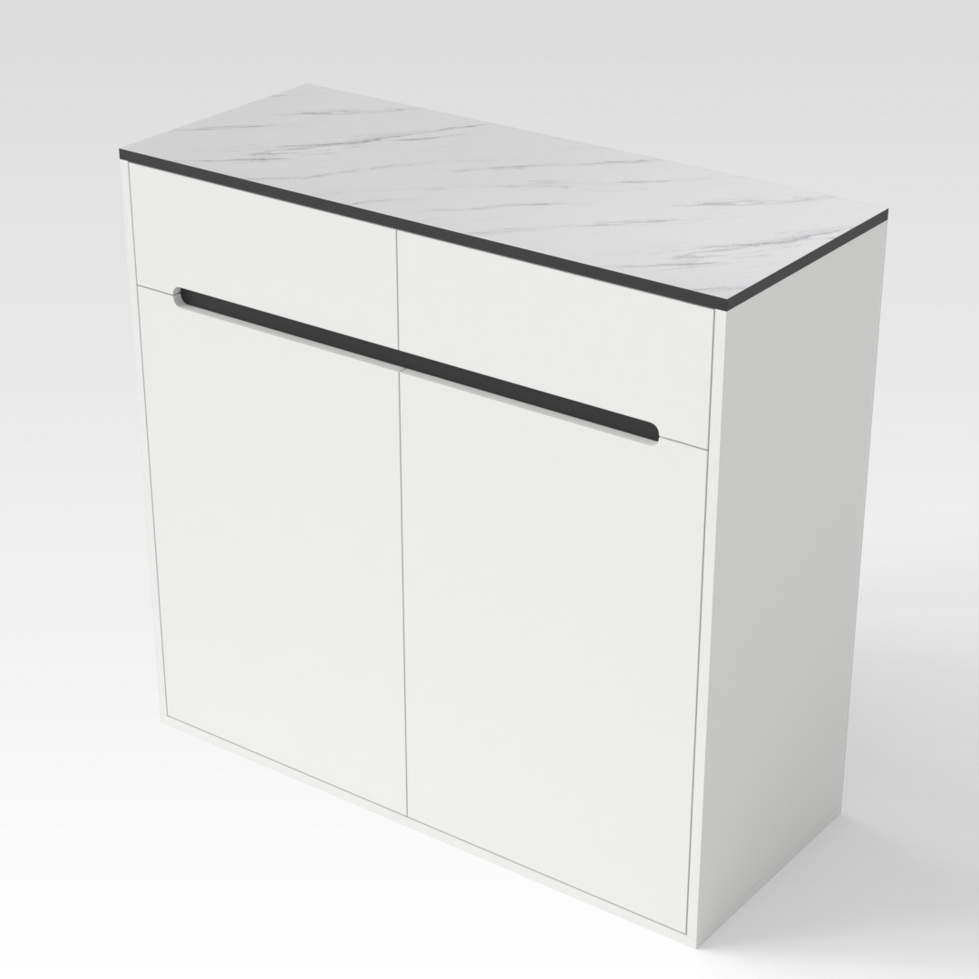 Warm White & White Marble Top Shoe Cabinet