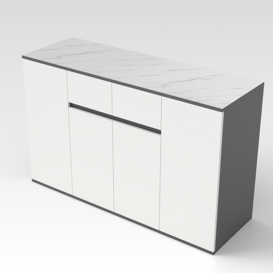 White Marble & Sky Gray Sideboard