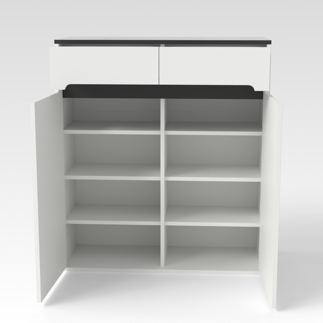 Warm White & Black Shoe Cabinet
