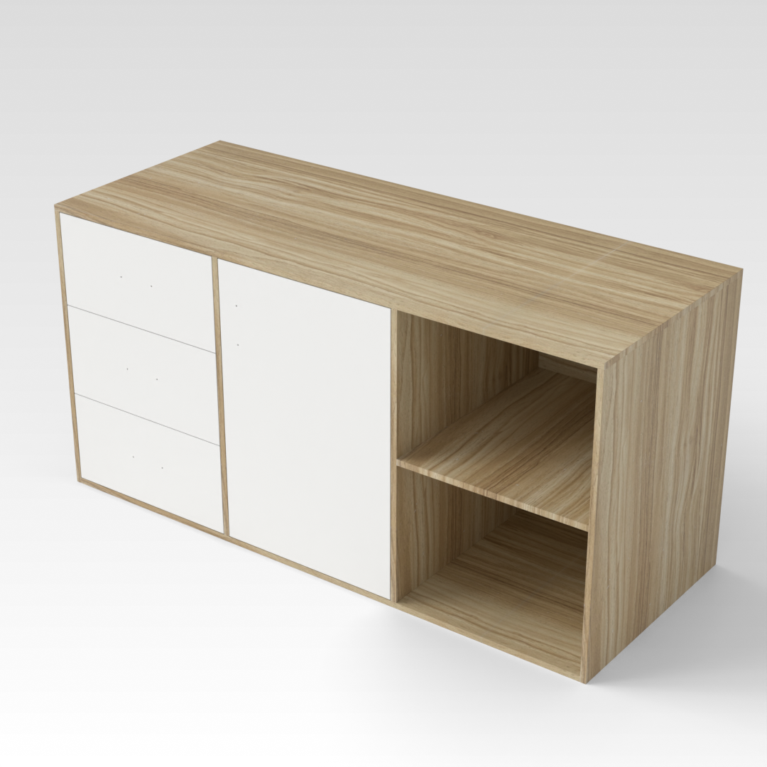 Country Oak & Warm White File Cabinet