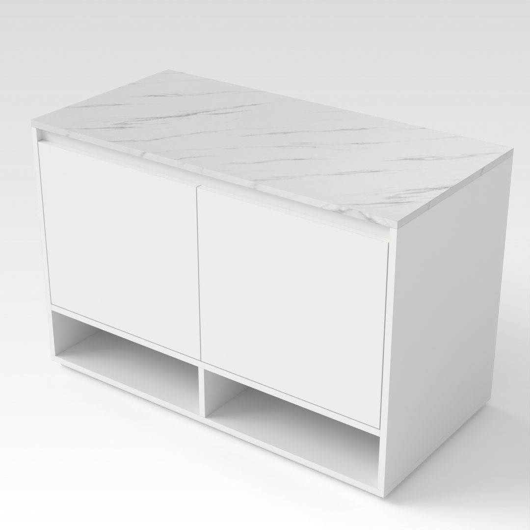 Warm White & White Marble Top Shoe Cabinet