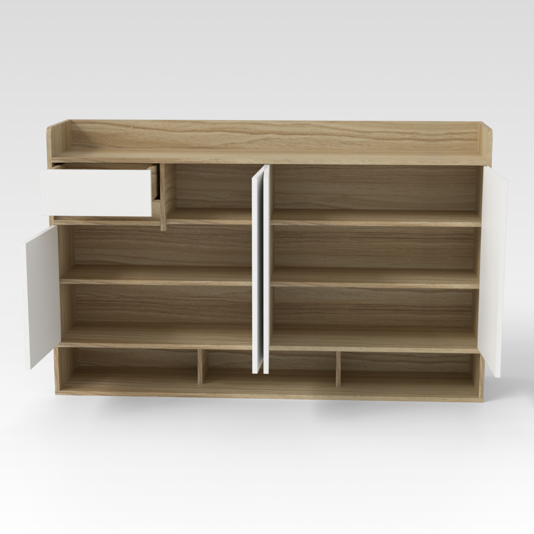Country Oak & Warm White Shoe Cabinet