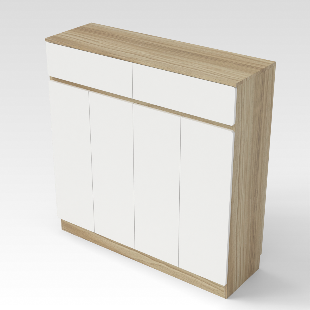 Country Oak & Warm White Shoe Cabinet