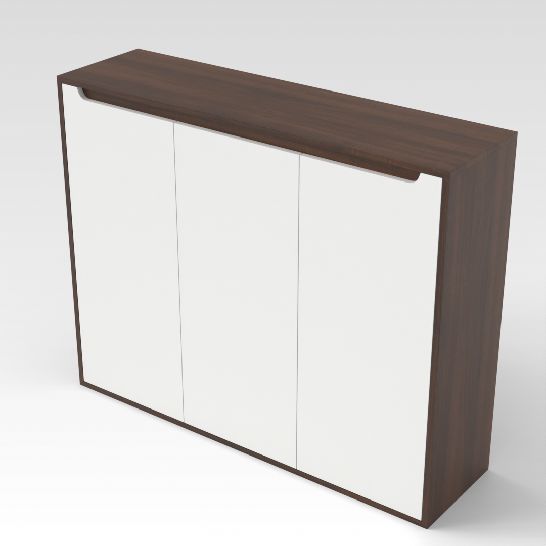 Prairie Oak & Warm White Shoe Cabinet