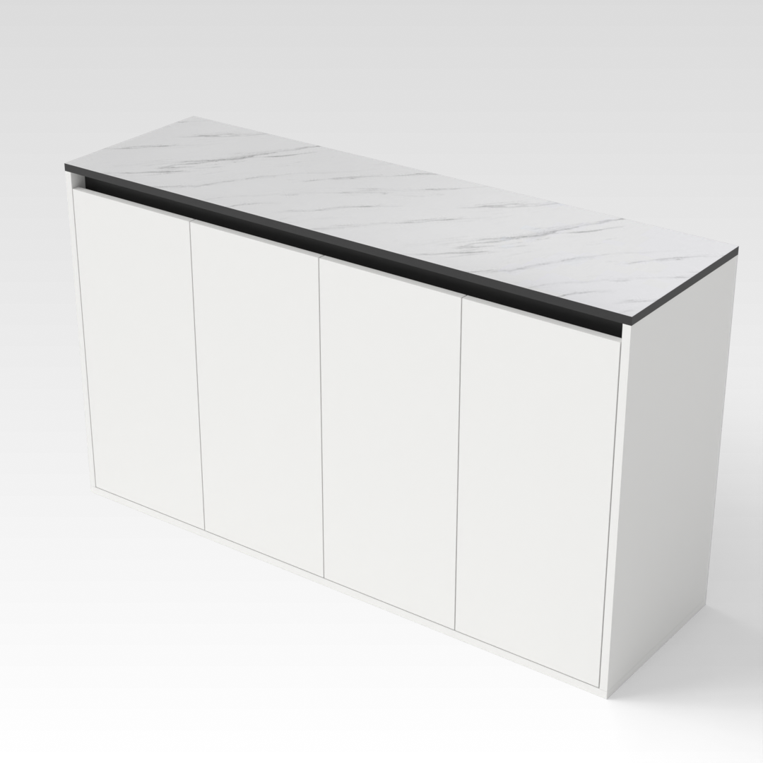 Warm White & White Marble-Grain Top Shoe Cabinet