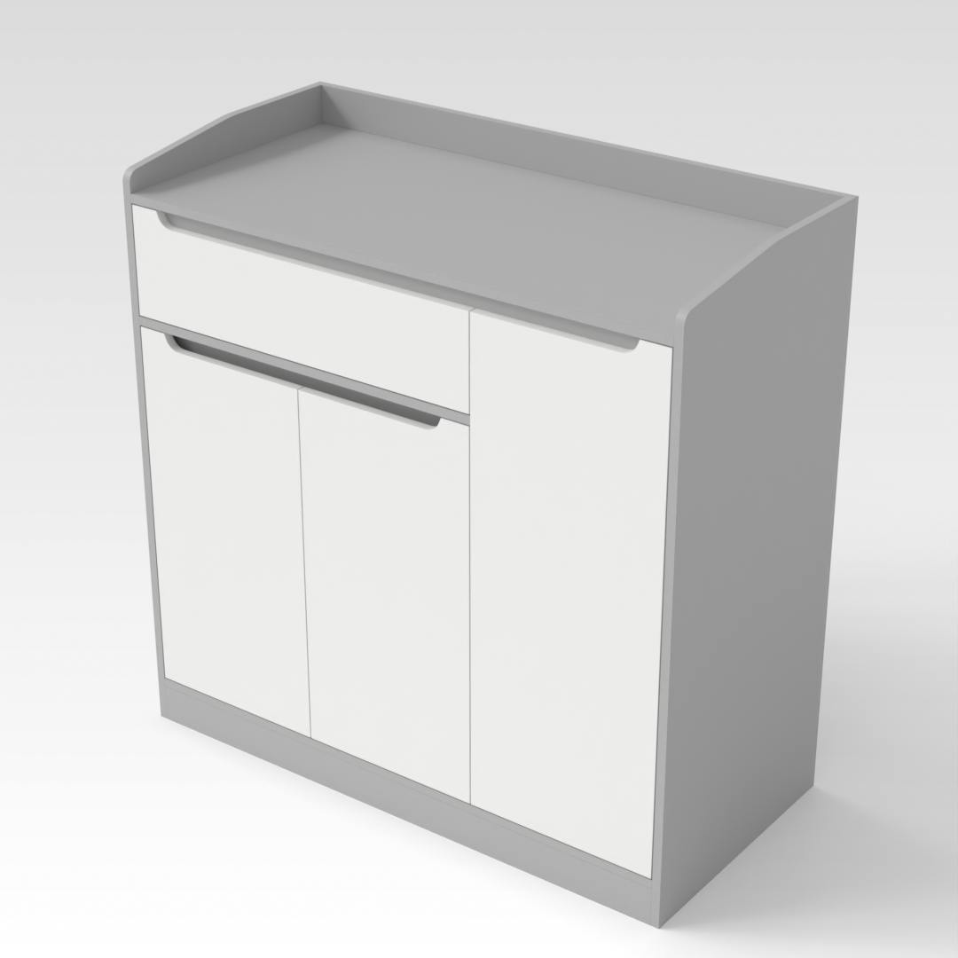 Light Gray & Warm White Shoe Cabinet
