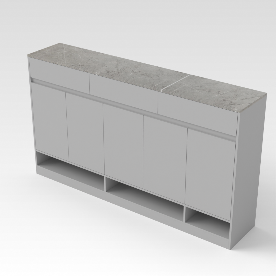 Light Gray & Brown Stone-Grain Top Shoe Cabinet