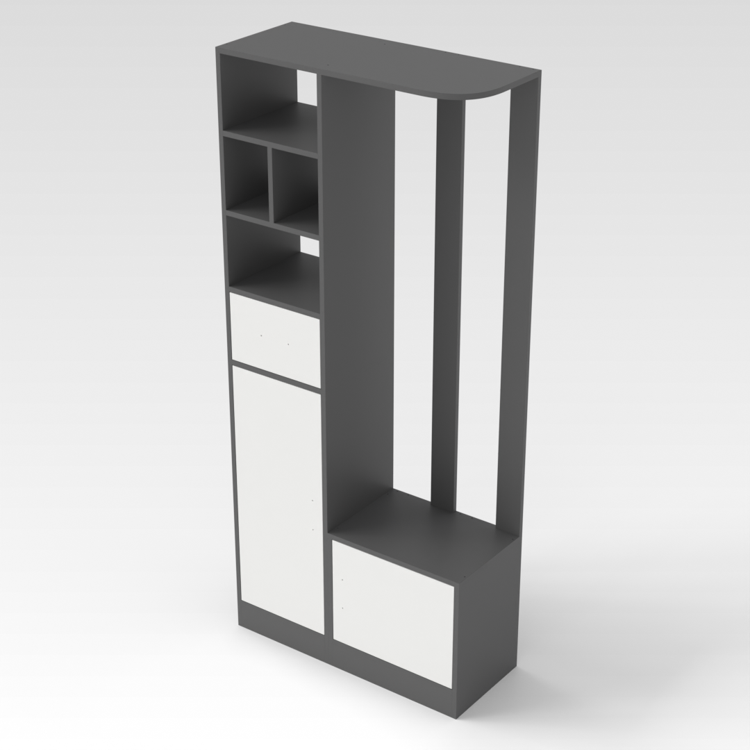 Sky Gray & Warm White Entryway Cabinet