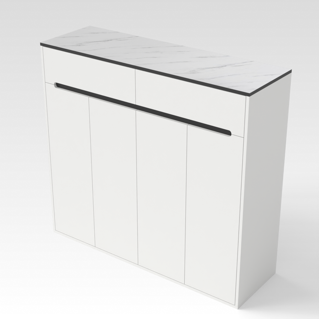 Warm White & White Marble Grain Shoe Cabinet