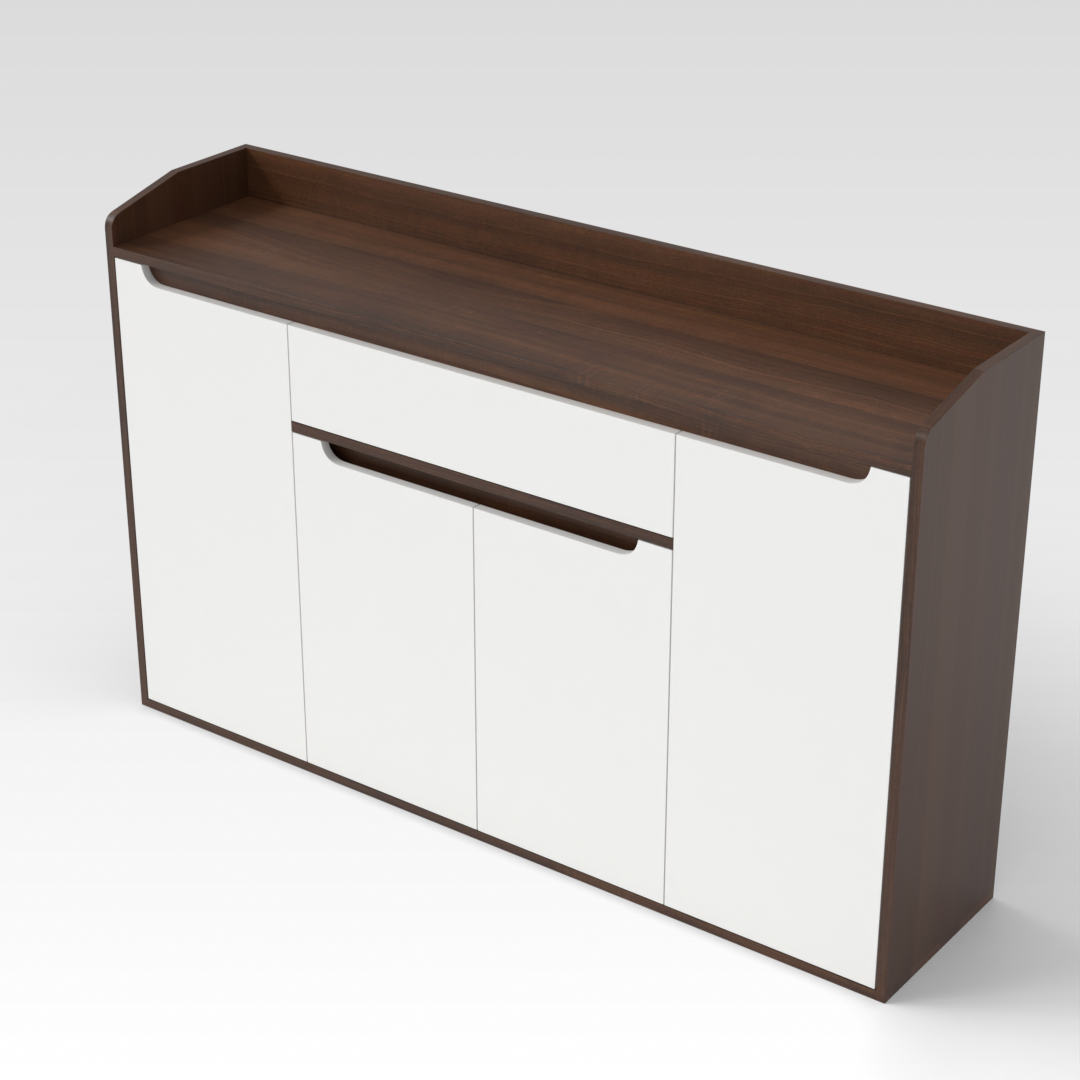 Prairie Oak & Warm White Shoe Cabinet