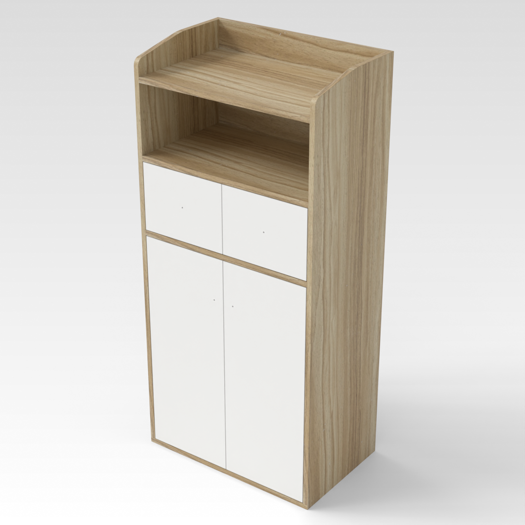 Country Oak & Warm White Storage Cabinet