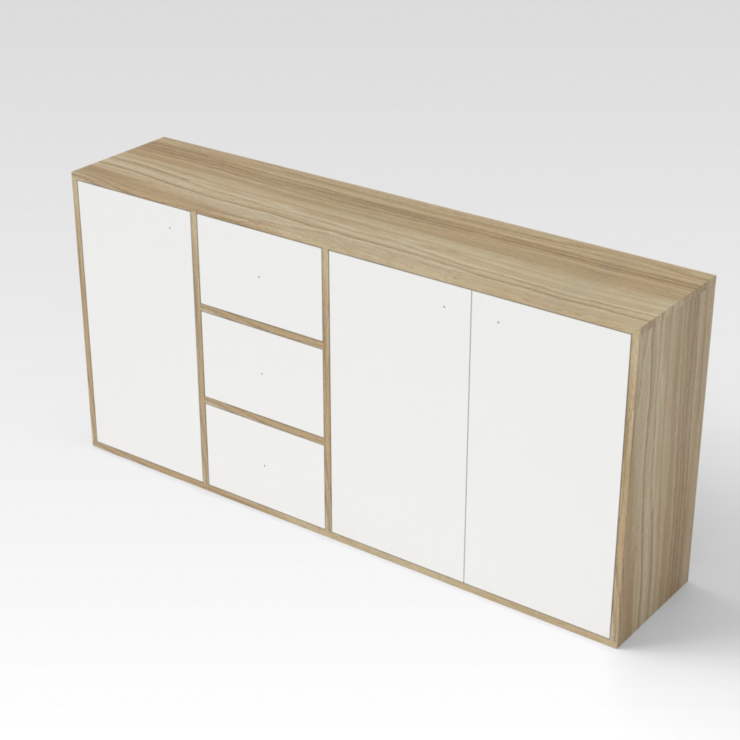 Country Oak & Warm White Sideboard