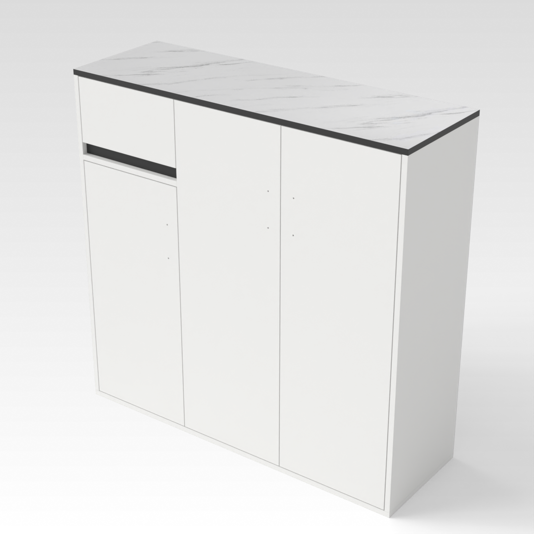 Warm White & Black Shoe Cabinet