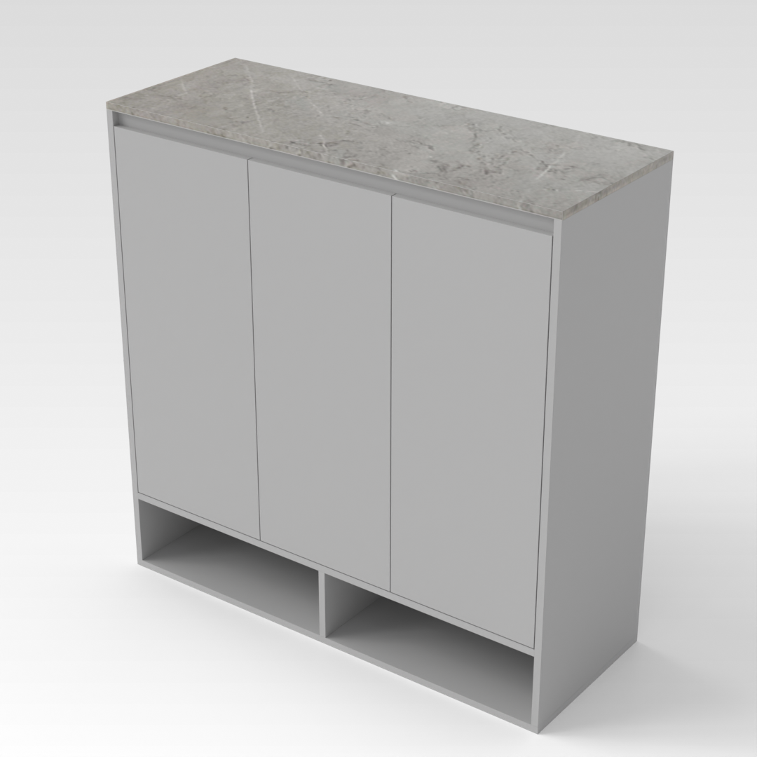 Light Gray & Brown Stone Grain Sideboard