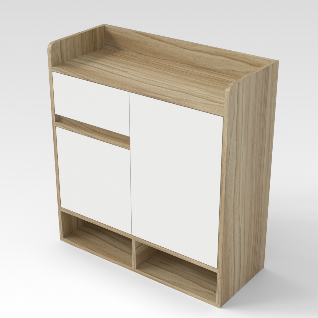 Country Oak & Warm White Shoe Cabinet