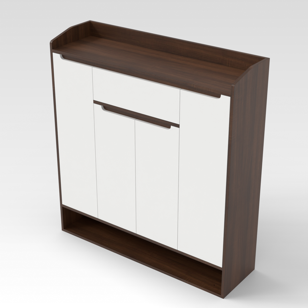 Prairie Oak & Warm White Shoe Cabinet