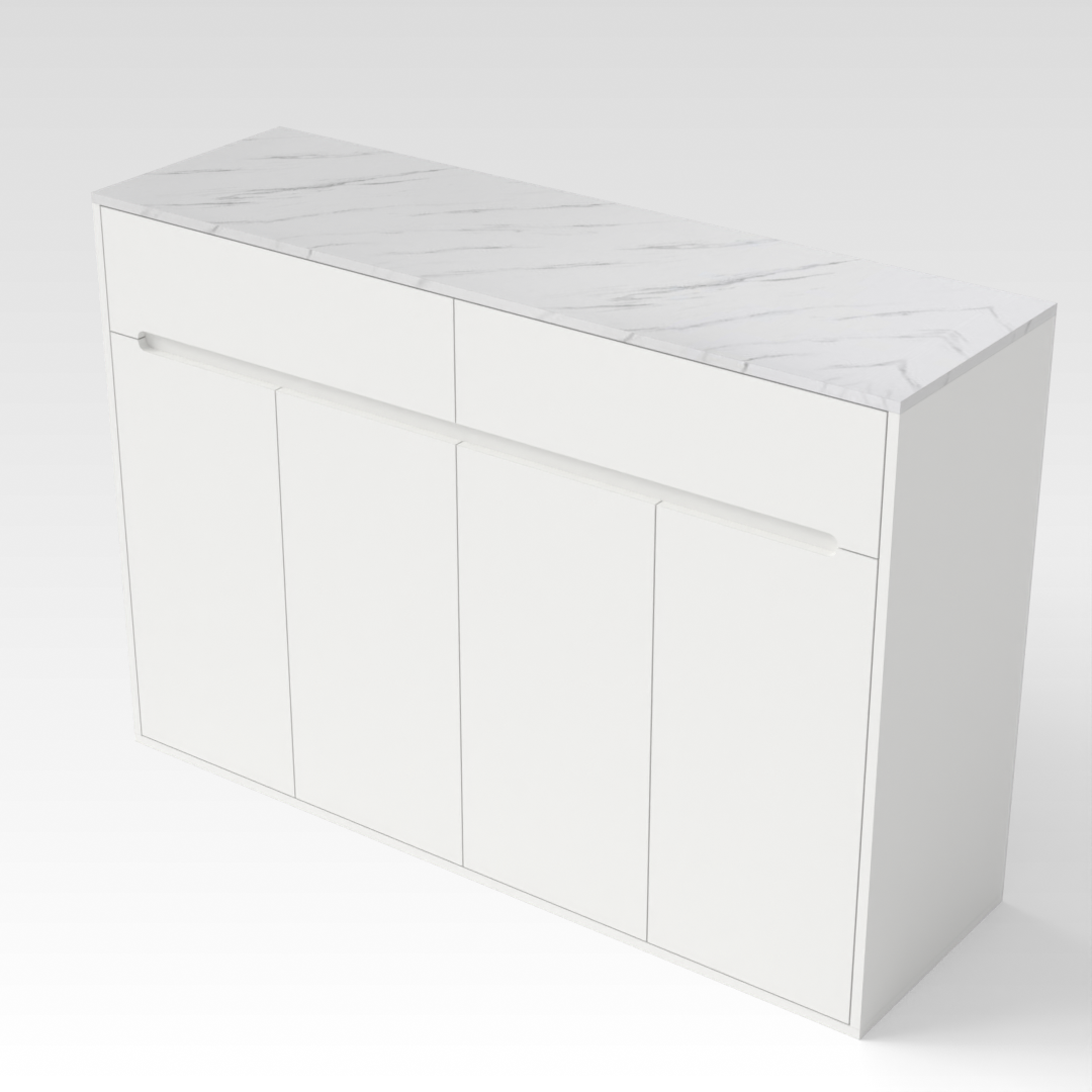 Warm White & White Marble Grain Sideboard