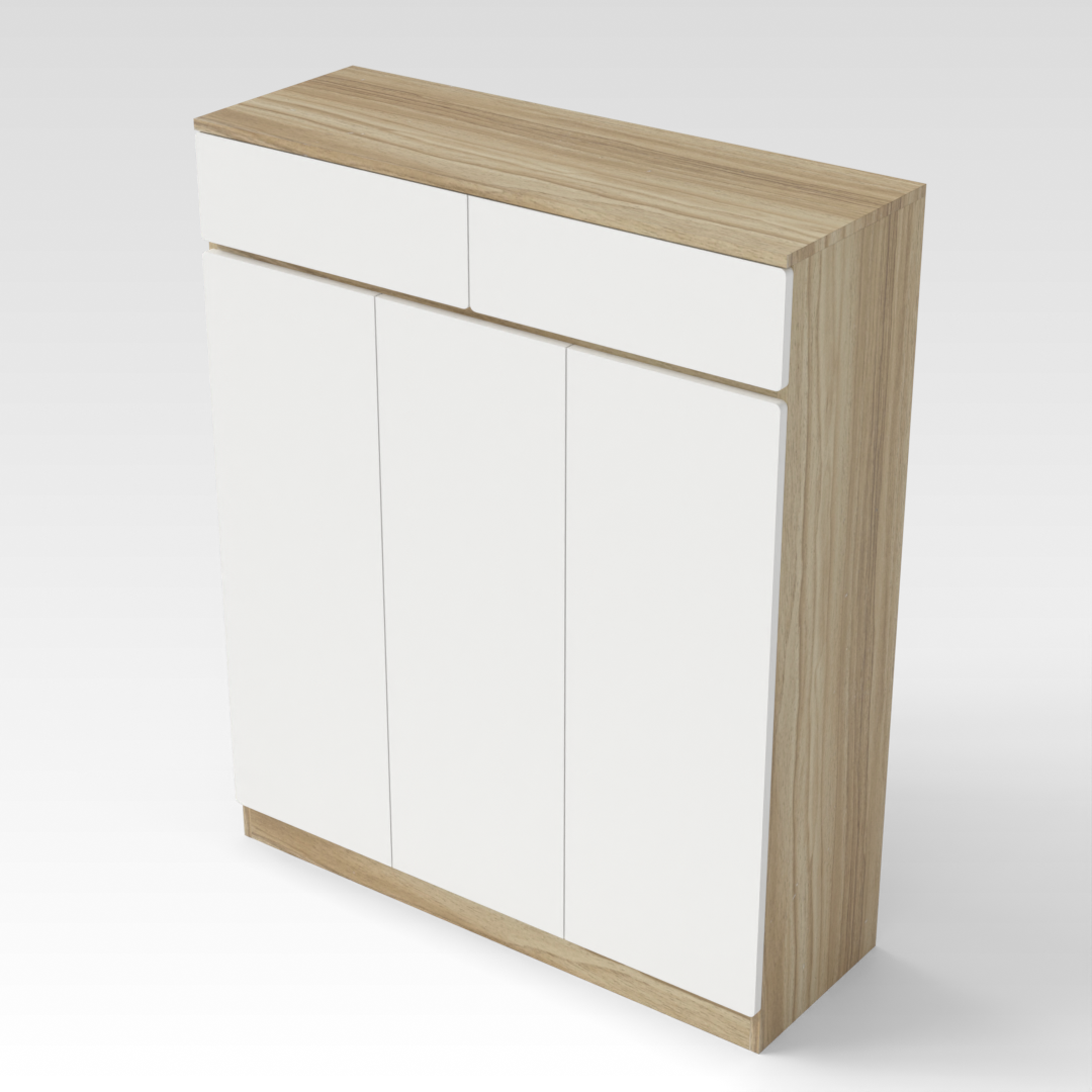 Country Oak & Warm White Shoe Cabinet