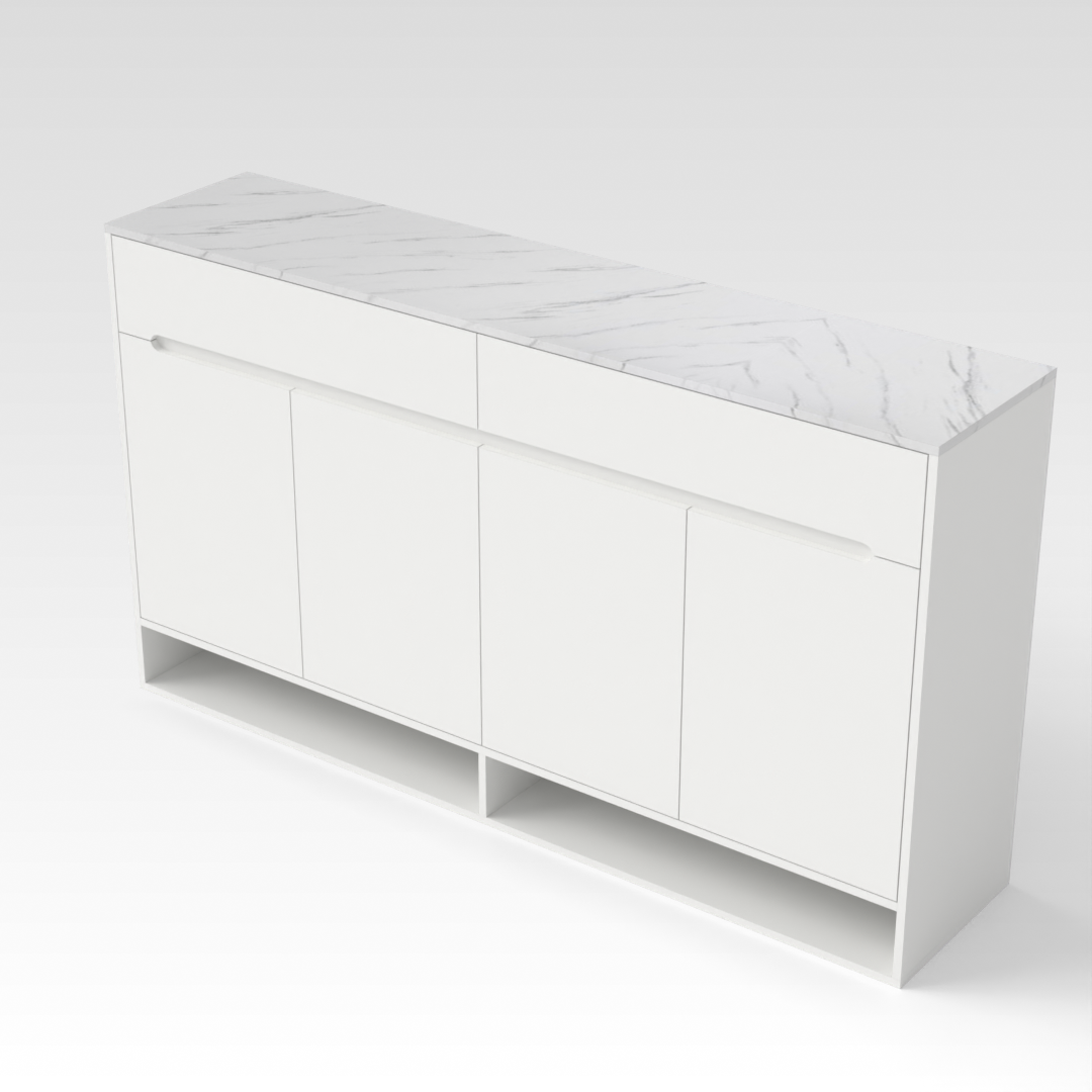 Warm White & White Marble Grain Shoe Cabinet