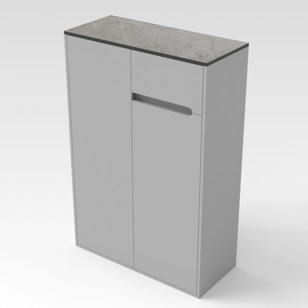 Light Gray & Brown Stone-Grain Top Shoe Cabinet