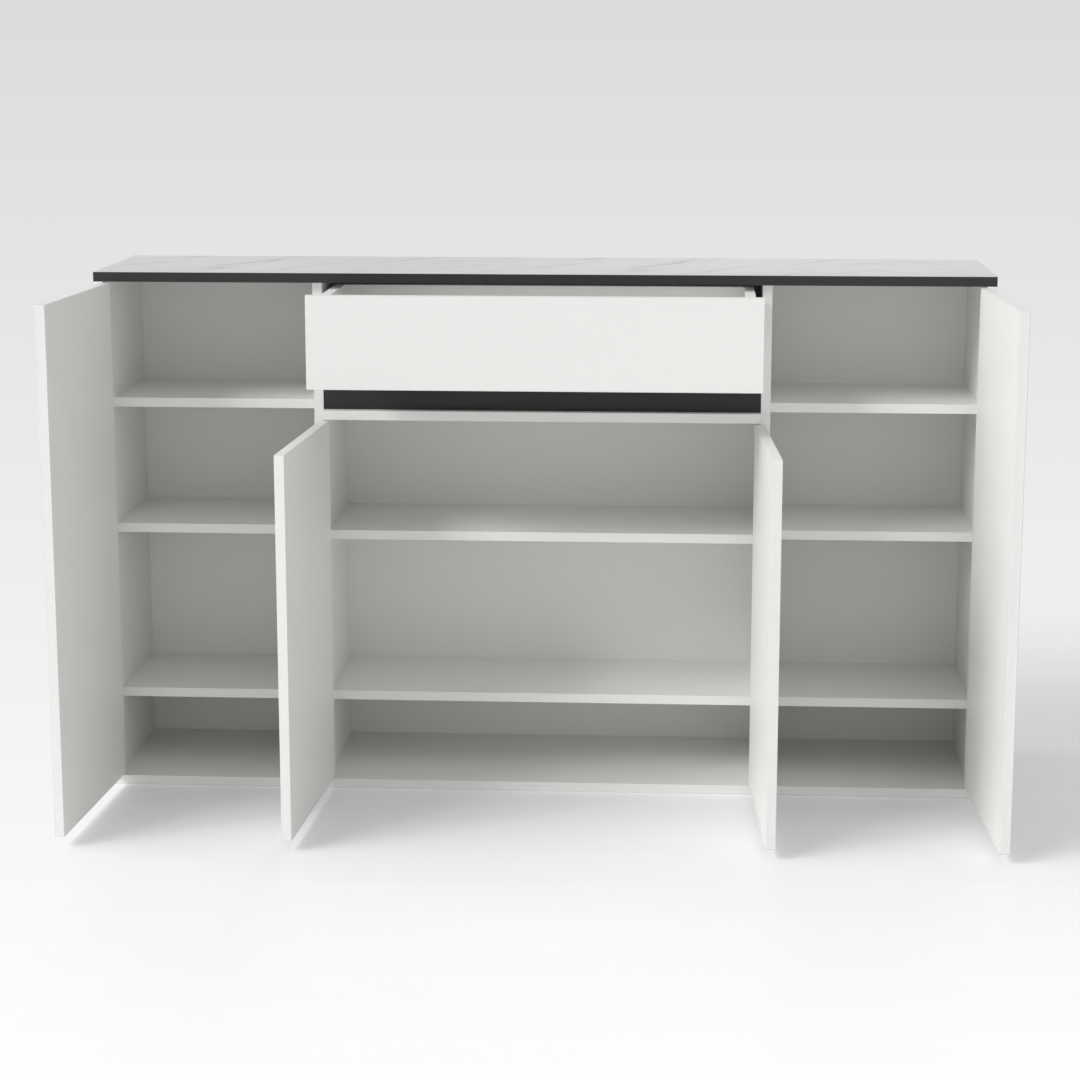 Warm White & White Marble Shoe Cabinet