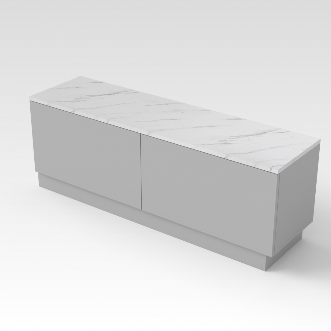 Light Gray & White Marble-Grain Top TV Stand