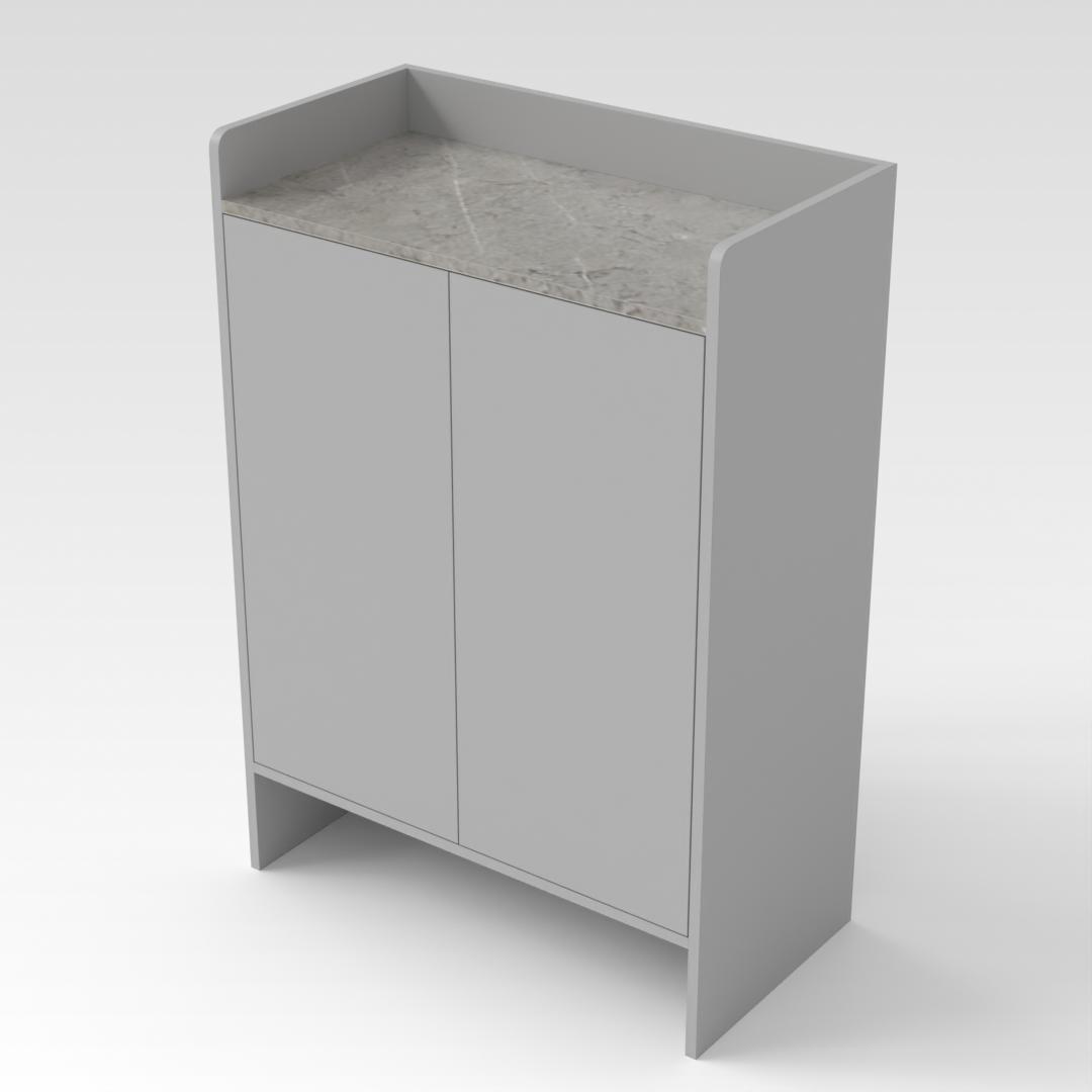 Light Gray & Brown Stone Grain Shoe Cabinet
