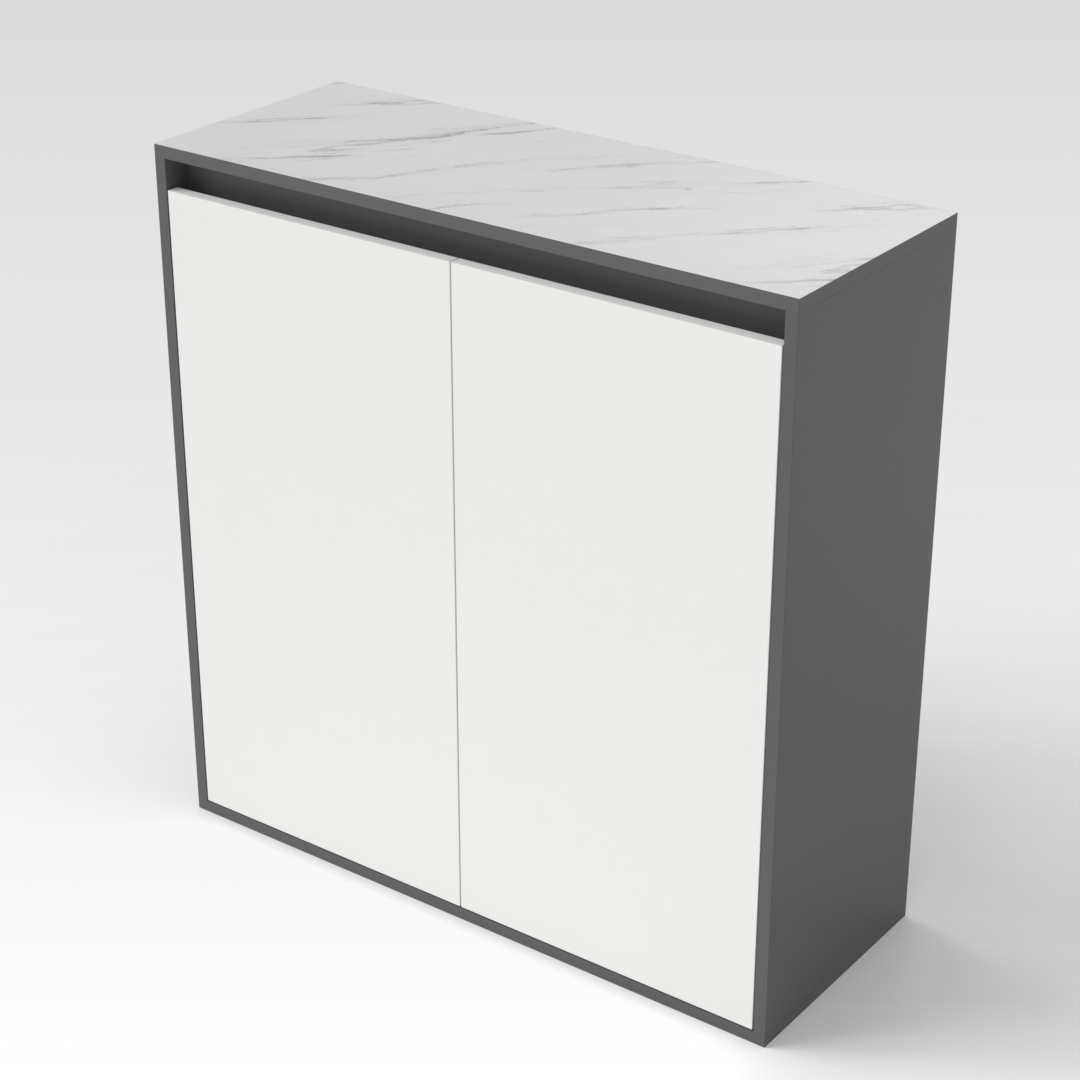 Sky Gray & Warm White Shoe Cabinet