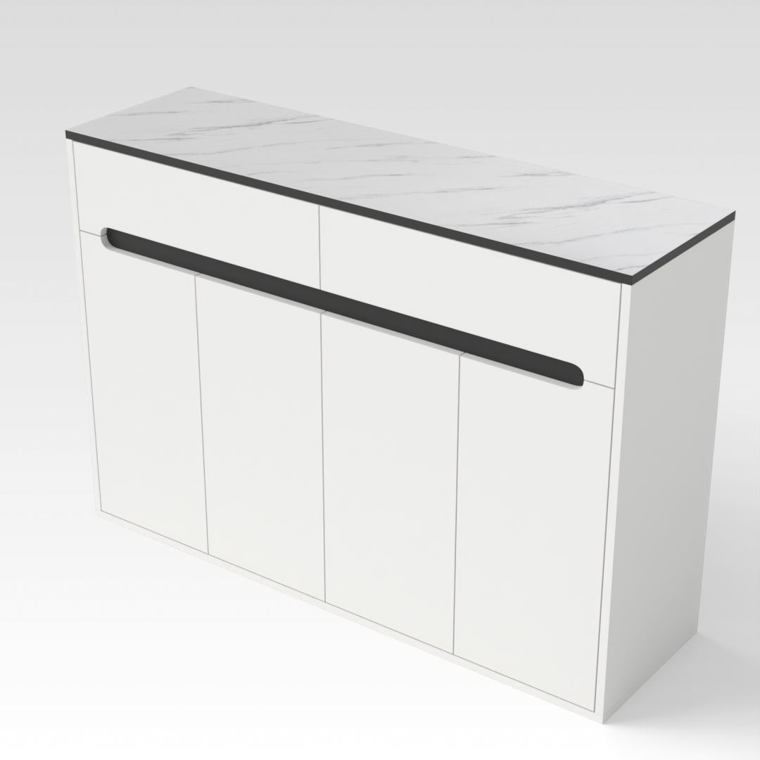 Warm White & Black Shoe Cabinet
