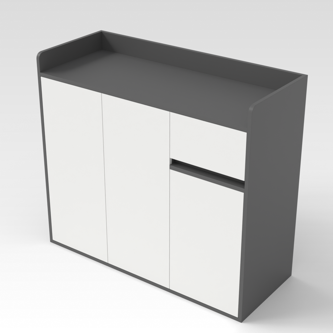 Sky Gray & Warm White Shoe Cabinet