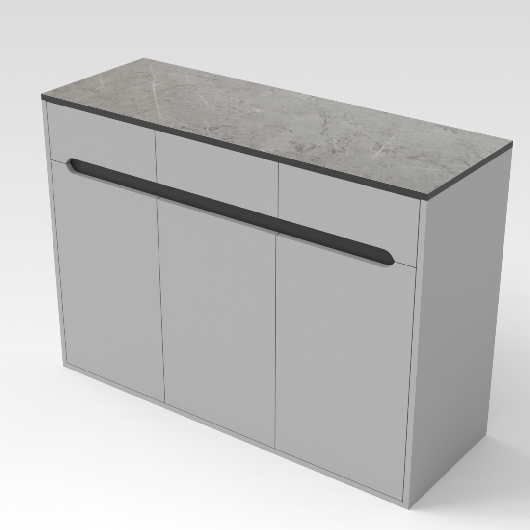Light Gray & Brown Stone Grain Shoe Cabinet
