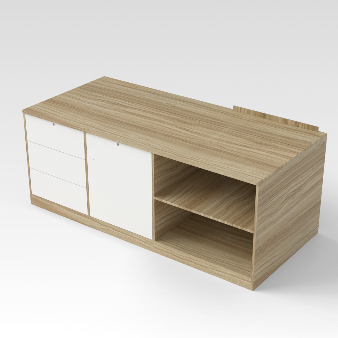 Country Oak & Warm White File Cabinet
