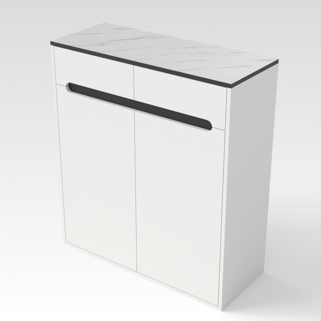 Warm White & Black Shoe Cabinet