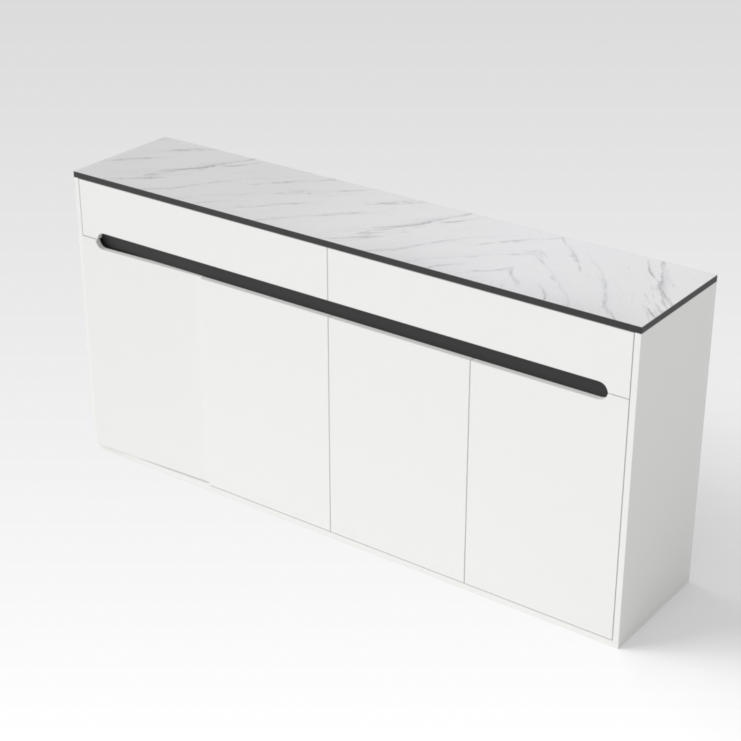 Warm White & White Marble Shoe Cabinet