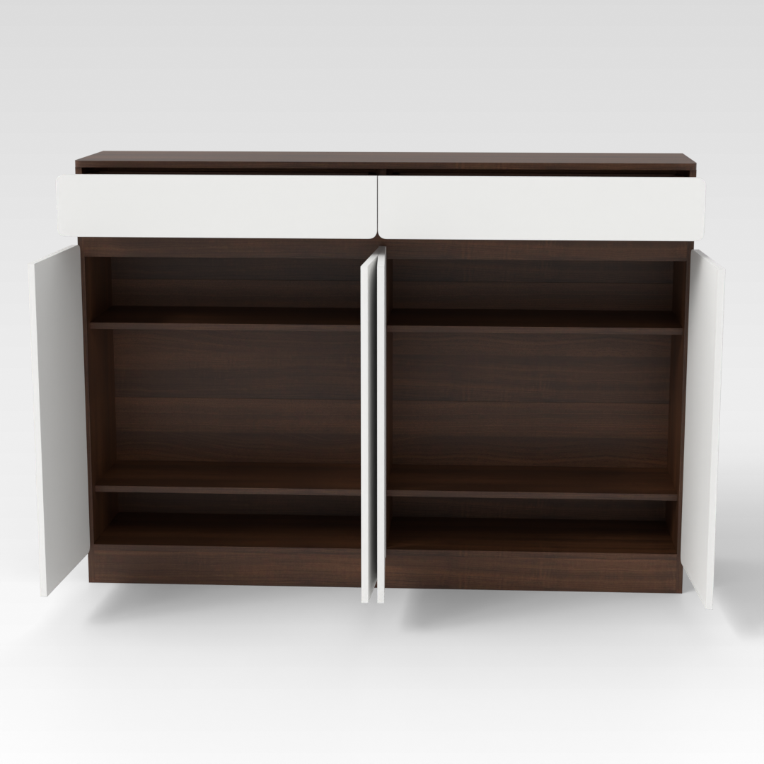 Prairie Oak & Warm White Shoe Cabinet